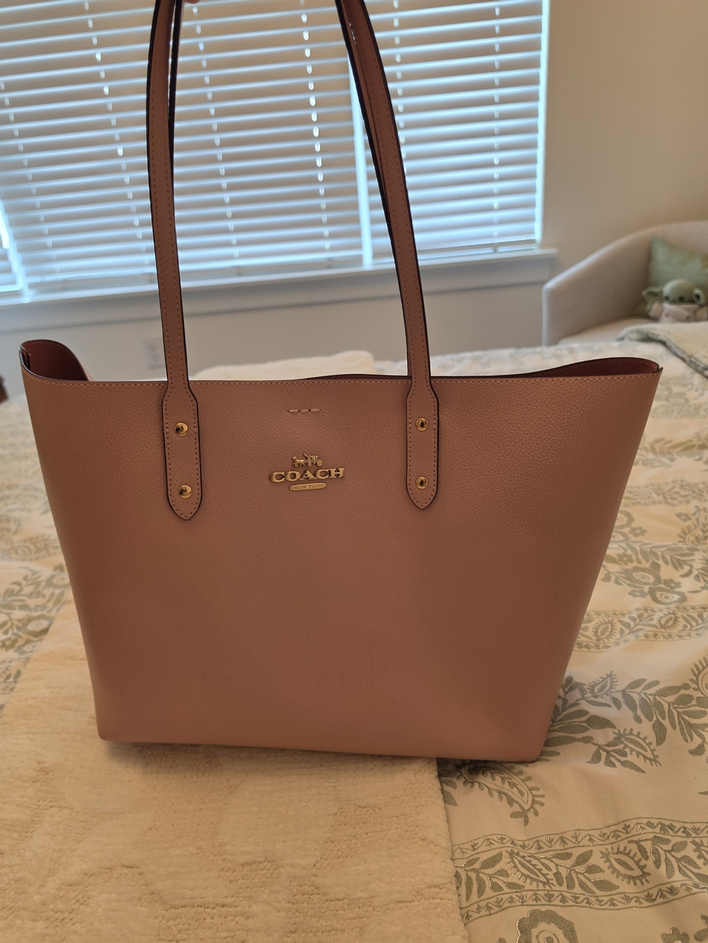 Coach Blush Pink Leather Tote with Gold Logo